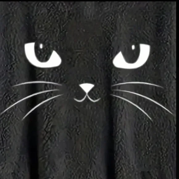 🆕 Cat Print Plush Hoodie, Long Sleeve Button Down Sweatshirt, Casual Dipped Hem - Picture 5 of 9